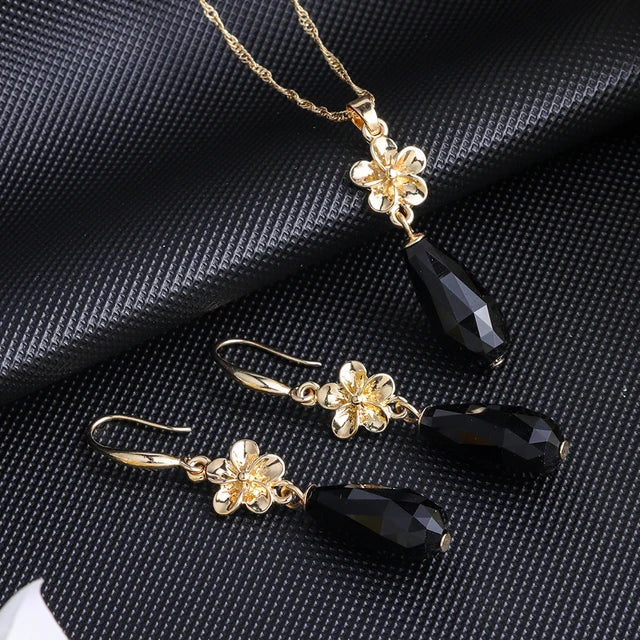 Cring Coco Polynesian Frangipani Earrings Sets Woman Drop Earring Hawaiian Crystal Flower Jewelry Sets 2022 for Women Dropship