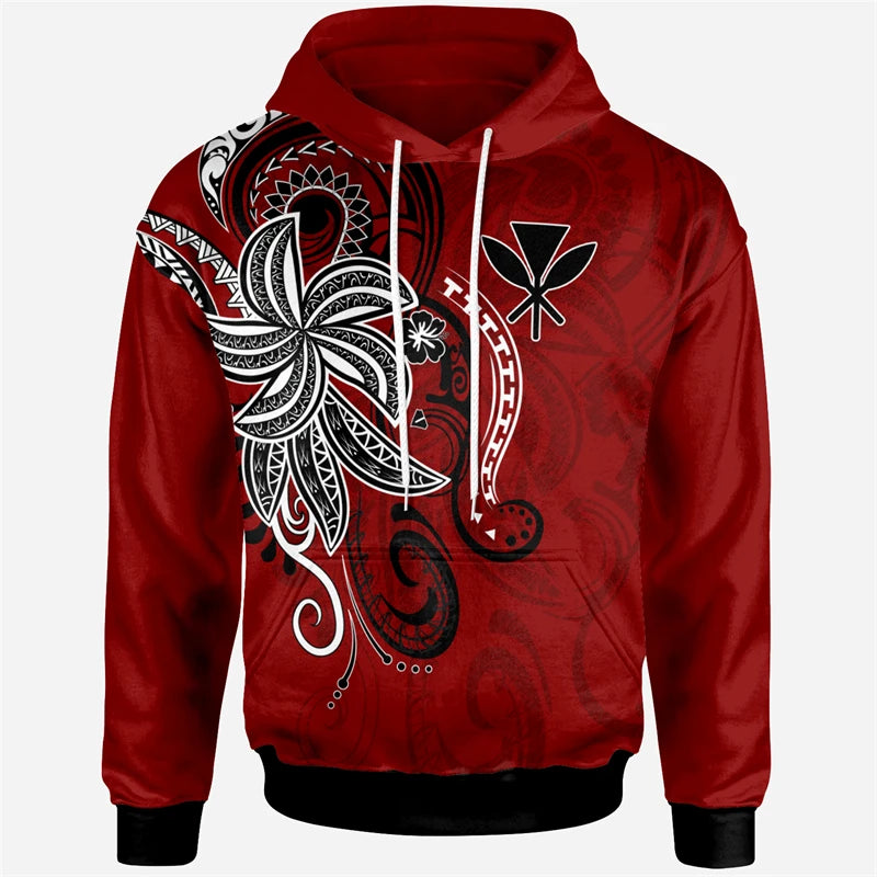 Hawaii Polynesian Hoodies Men Women Hibiscus Autumn Spring Fashion 3D Printed Sweatshirt Long Sleeve Pullover Streetwear Men Top
